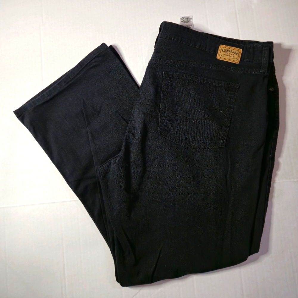 Signature By Levi's Womens Mid Rise Bootcut Jeans Black Stretch Dark Wash  24
